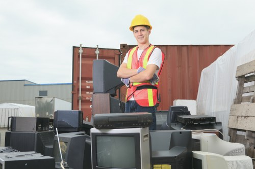 Professional waste clearance team at work